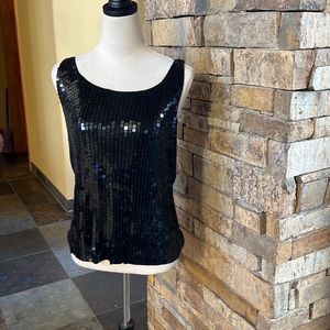Ann Taylor black silk sequin dressy top size  L